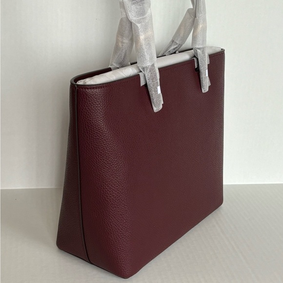 NWT Michael Kors Jet Set Travel Medium Double Pocket Tote Oxblood Vegan Leather - Picture 9 of 14